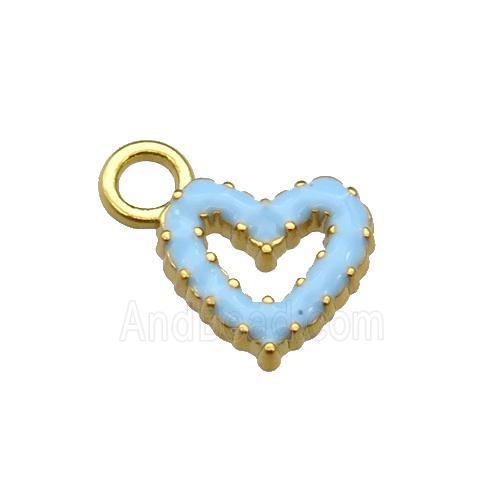 copper Heart pendant with blue enamel, gold plated