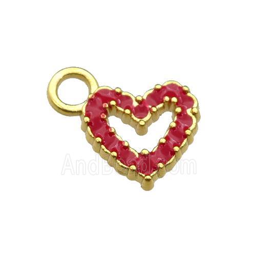 copper Heart pendant with red enamel, gold plated
