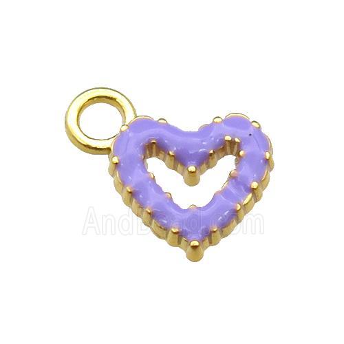 copper Heart pendant with lavender enamel, gold plated