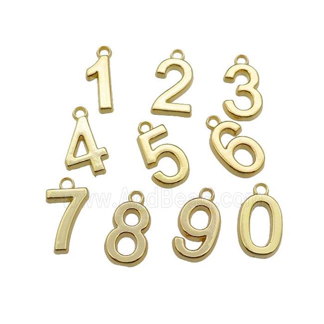mix copper Number pendant, charm, gold plated