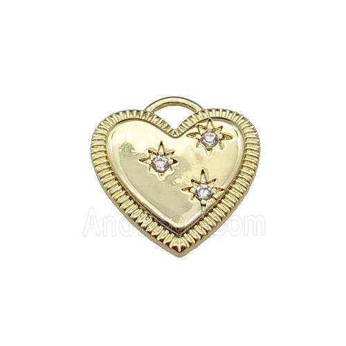 copper Heart pendant pave zircon, gold plated