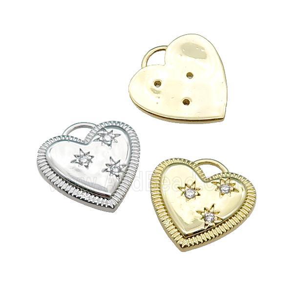 copper Heart pendant pave zircon, mix