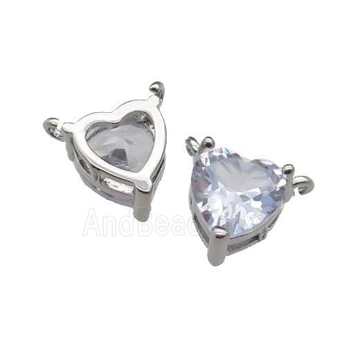 copper hear pendant pave zircon, platinum plated