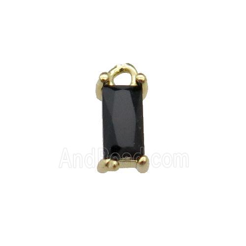 copper rectangle pendant pave black zircon, gold plated