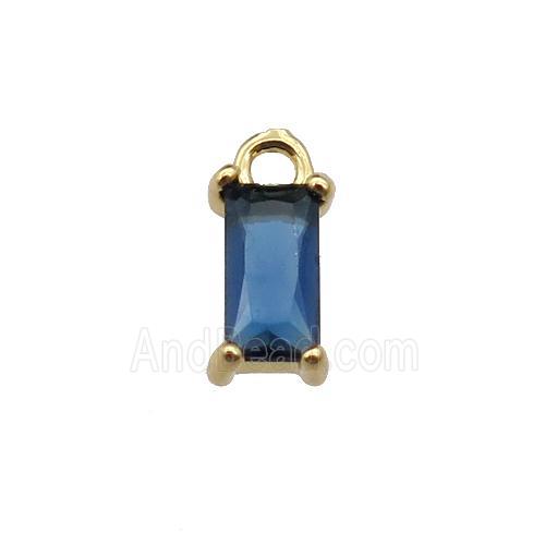 copper rectangle pendant pave blue zircon, gold plated