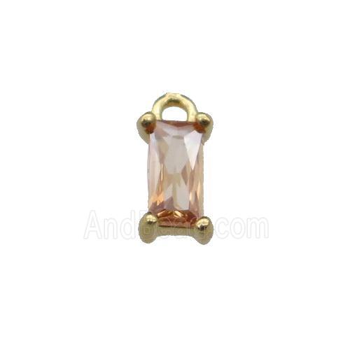 copper rectangle pendant pave champagne zircon, gold plated