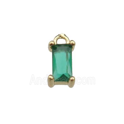 copper rectangle pendant pave green zircon, gold plated
