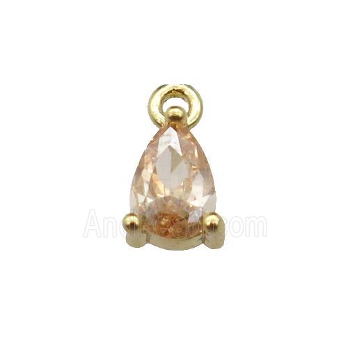 copper teardrop pendant pave gold zircon, gold plated