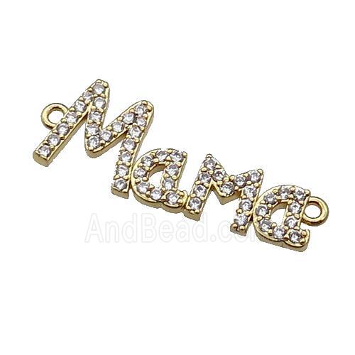 copper MaMa connector pave zircon, gold plated