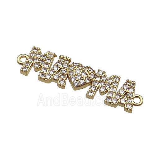 copper MaMa connector pave zircon, gold plated