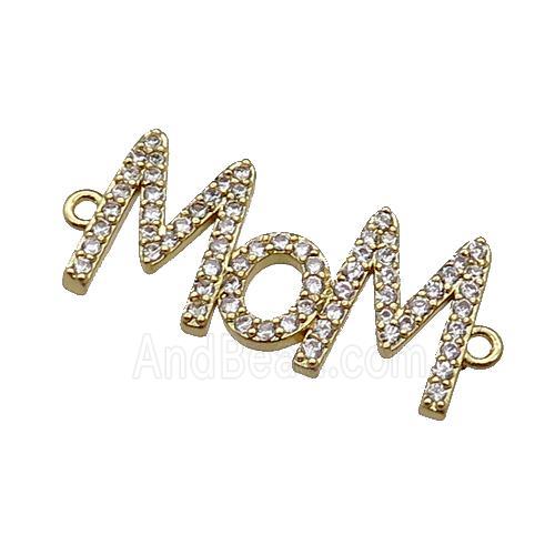 copper MOM connector pave zircon, gold plated