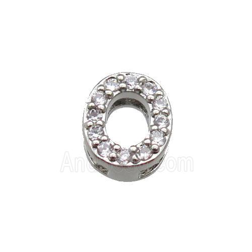 copper Number-0 Beads pave zircon, platinum plated