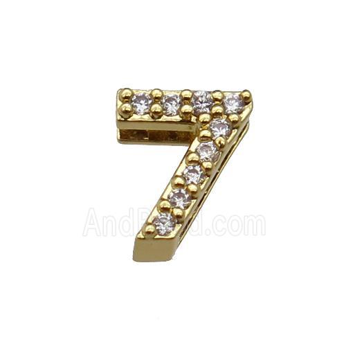copper Number-7 Beads pave zircon, gold plated