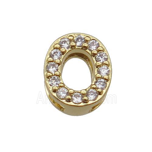 copper Number-0 Beads pave zircon, gold plated