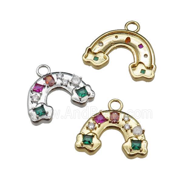 copper rainbow pendant pave zircon, mixed