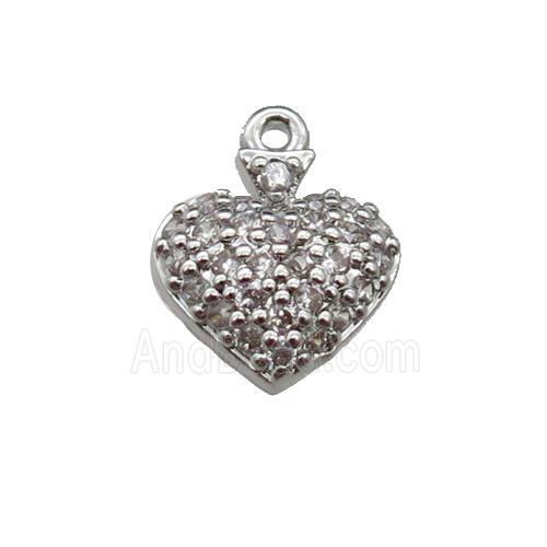 copper Heart pendant pave zircon, platinum plated