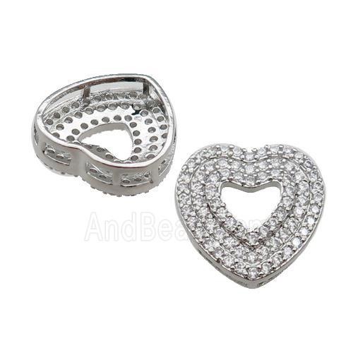 copper Heart pendant pave zircon, platinum plated