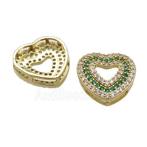 copper Heart pendant pave zircon, gold plated