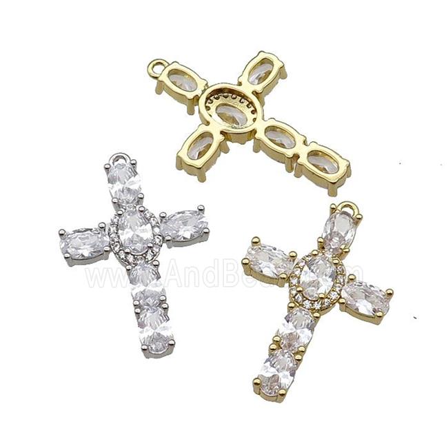 copper Cross pendant pave zircon, mixed