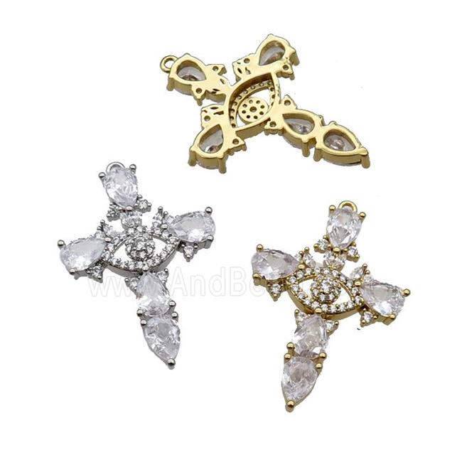 copper Cross pendant pave zircon, mixed