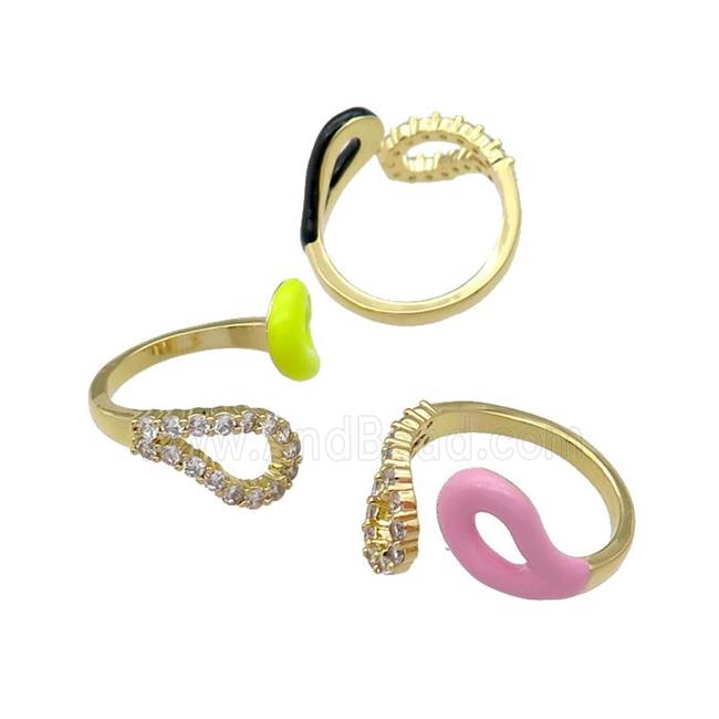 mix copper Ring pave zircon with enamle gold plated