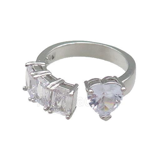 copper Heart Ring pave zircon platinum plated