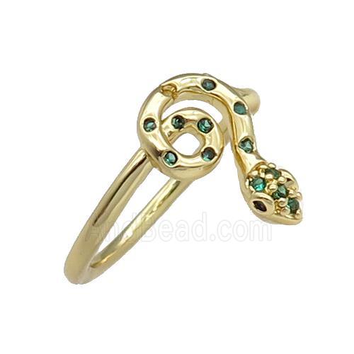 copper Snake Ring pave green zircon platinum plated