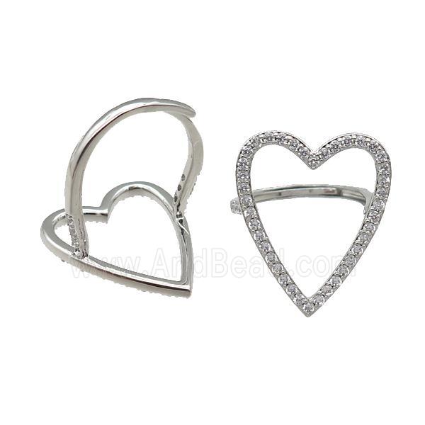 copper Heart Ring pave zircon adjustable platinum plated