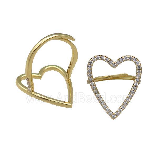 copper Heart Ring pave zircon adjustable gold plated