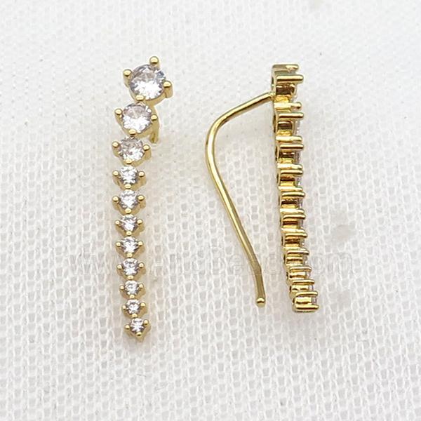 copper Hook Earring pave zircon gold plated