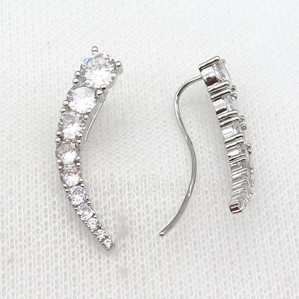 copper Hook Earring pave zircon platinum plated