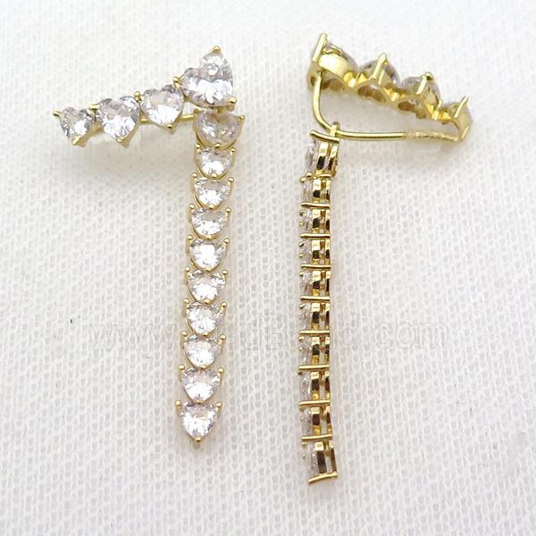 copper Hook Earring pave zircon gold plated