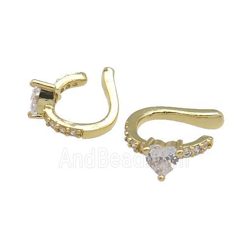 copper Clip Earring pave zircon gold plated