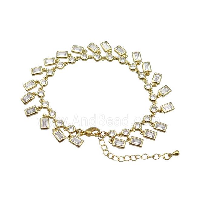 copper Bracelet pave zircon, gold plated