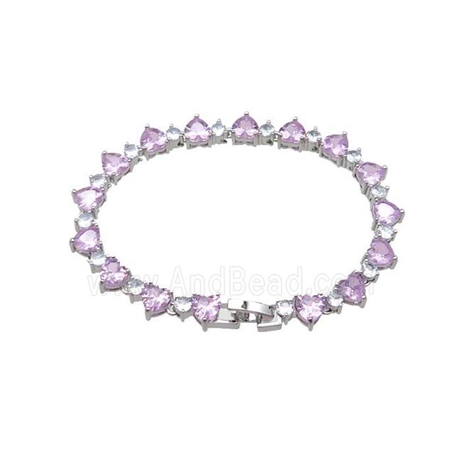 copper Bracelet pave zircon, platinum plated