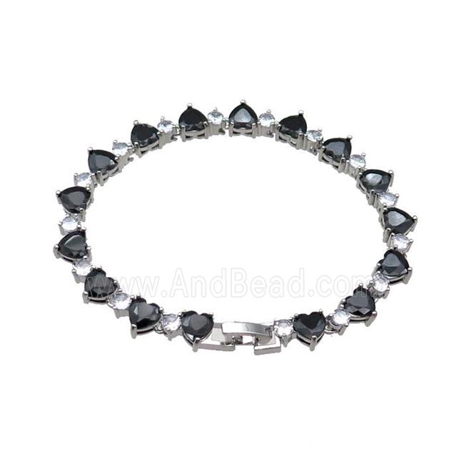 copper Bracelet pave zircon, platinum plated