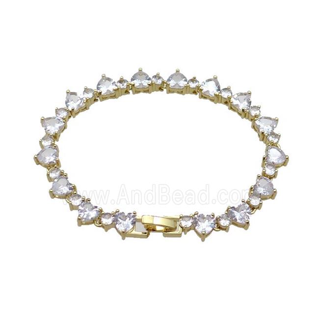 copper Bracelet pave zircon, gold plated
