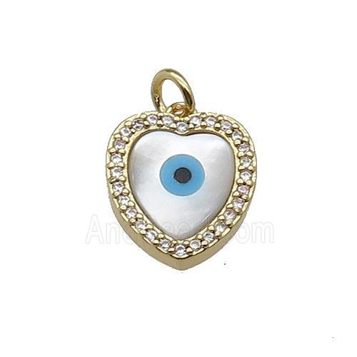 copper heart pendant pave zircon Evil Eye gold plated