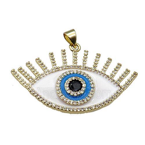copper Eye pendant pave zircon white enamel gold plated