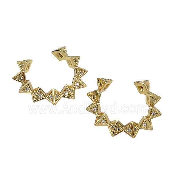 copper clip earring pave zircon gold plated