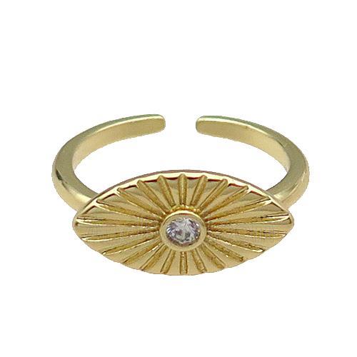 copper Eye Ring pave zircon gold plated