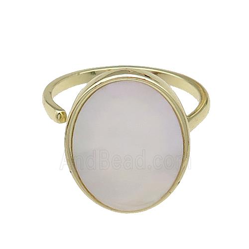 copper Ring pave oval shell gold plated