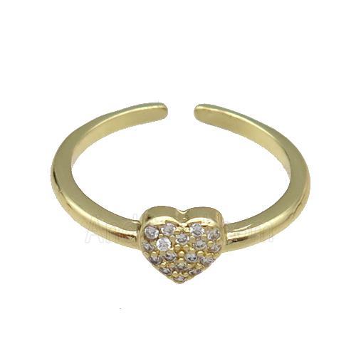 copper Ring pave zircon Heart gold plated