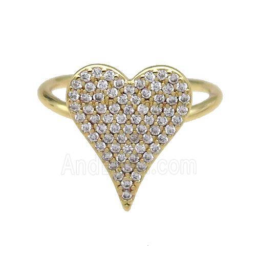 copper Ring pave zircon Heart gold plated