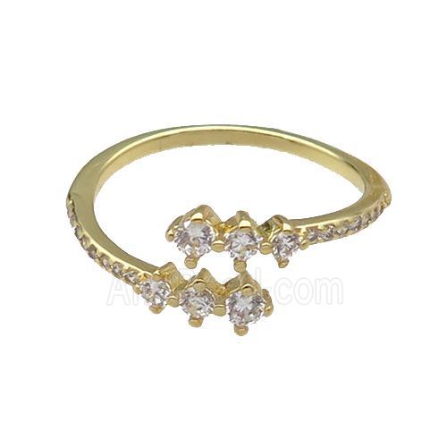copper Ring pave zircon gold plated
