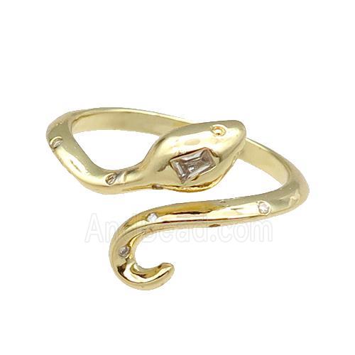 copper Snake Ring pave zircon gold plated