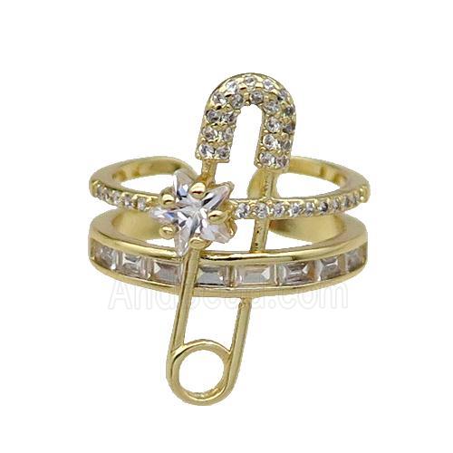 copper Ring pave zircon gold plated