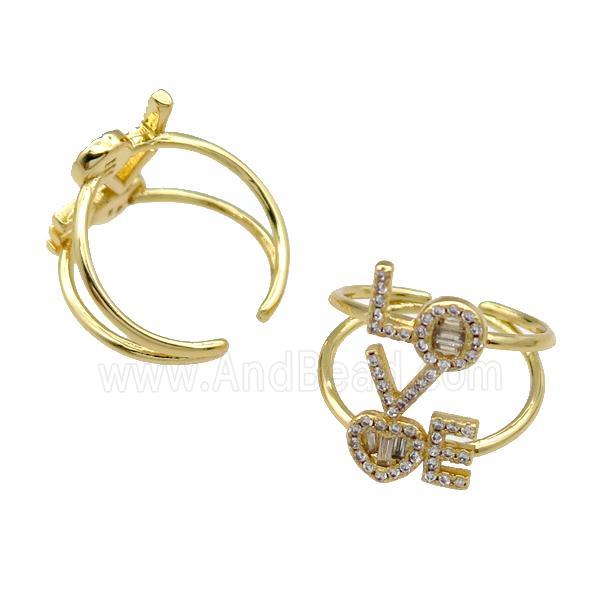 copper Ring pave zircon LOVE gold plated