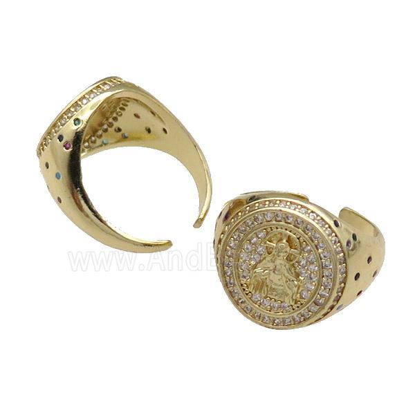 copper Ring pave zircon King gold plated