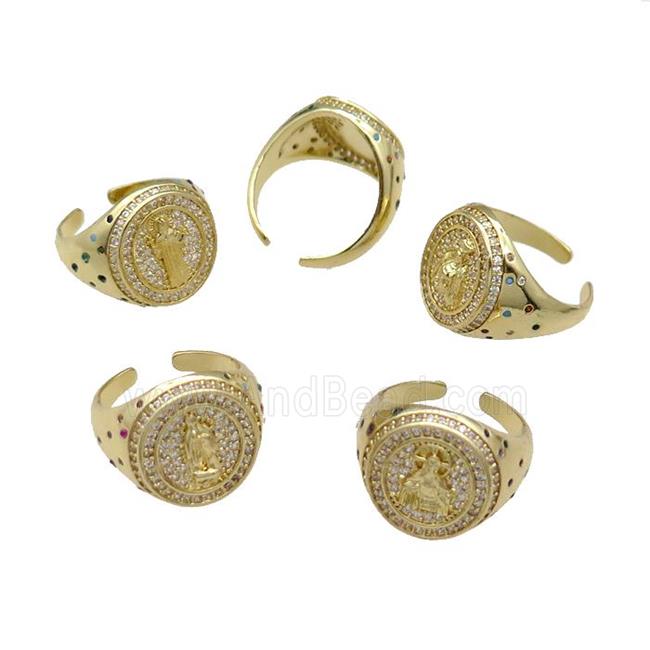 mix copper Ring pave zircon gold plated